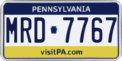 PA license plate MRD7767