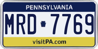 PA license plate MRD7769