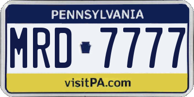 PA license plate MRD7777
