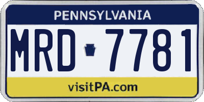 PA license plate MRD7781
