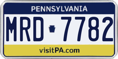 PA license plate MRD7782