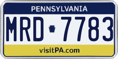 PA license plate MRD7783