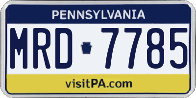 PA license plate MRD7785