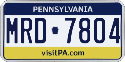 PA license plate MRD7804