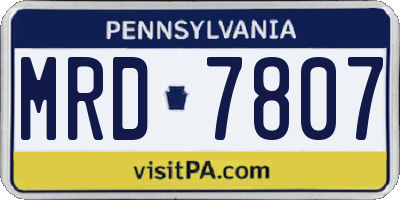 PA license plate MRD7807