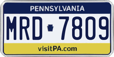 PA license plate MRD7809