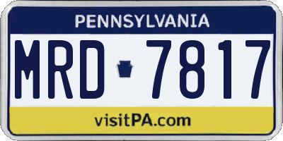 PA license plate MRD7817