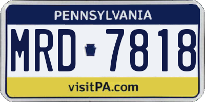 PA license plate MRD7818