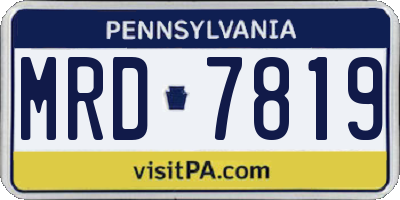 PA license plate MRD7819