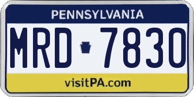 PA license plate MRD7830