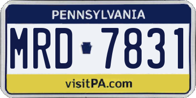 PA license plate MRD7831
