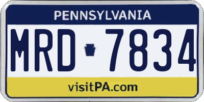PA license plate MRD7834