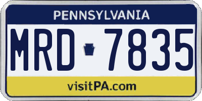 PA license plate MRD7835