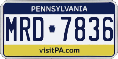 PA license plate MRD7836