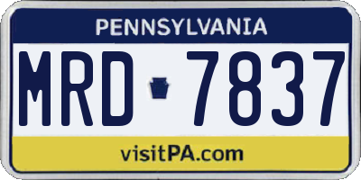 PA license plate MRD7837