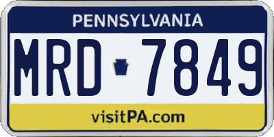 PA license plate MRD7849