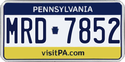 PA license plate MRD7852
