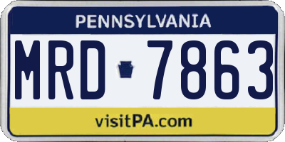 PA license plate MRD7863