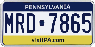 PA license plate MRD7865