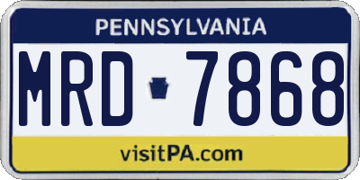 PA license plate MRD7868