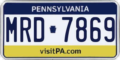 PA license plate MRD7869