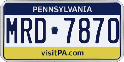 PA license plate MRD7870