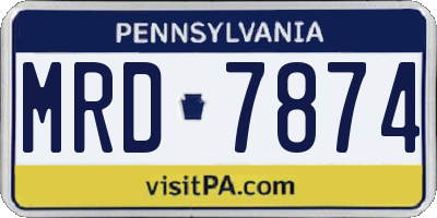 PA license plate MRD7874