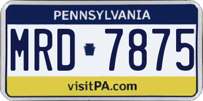 PA license plate MRD7875