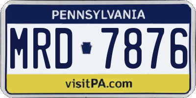 PA license plate MRD7876