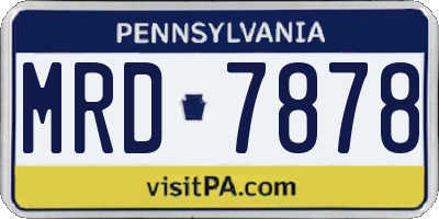 PA license plate MRD7878