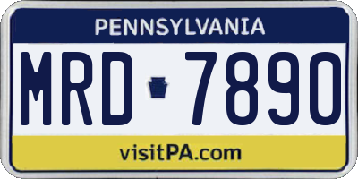 PA license plate MRD7890