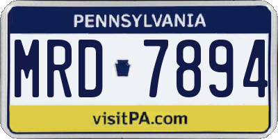 PA license plate MRD7894