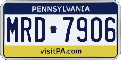 PA license plate MRD7906