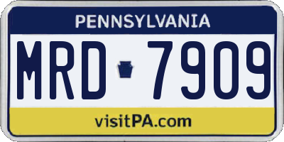 PA license plate MRD7909
