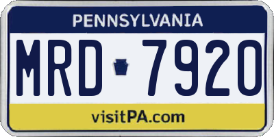 PA license plate MRD7920