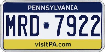 PA license plate MRD7922
