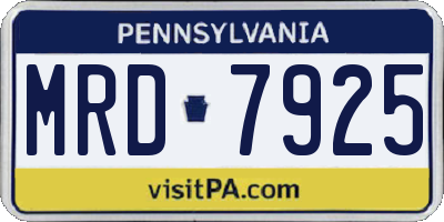 PA license plate MRD7925