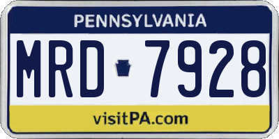 PA license plate MRD7928