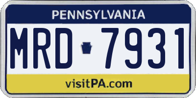 PA license plate MRD7931