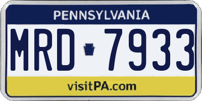 PA license plate MRD7933