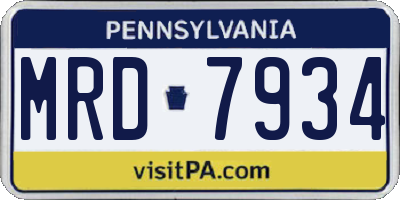 PA license plate MRD7934