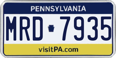 PA license plate MRD7935