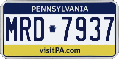 PA license plate MRD7937