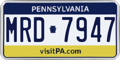 PA license plate MRD7947