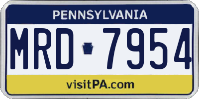 PA license plate MRD7954