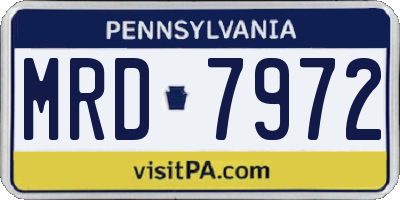 PA license plate MRD7972