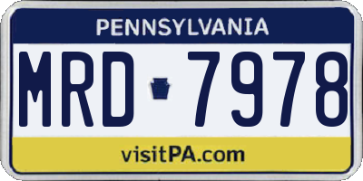 PA license plate MRD7978