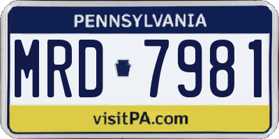 PA license plate MRD7981