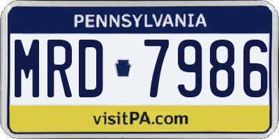 PA license plate MRD7986