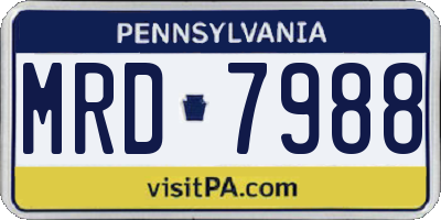 PA license plate MRD7988